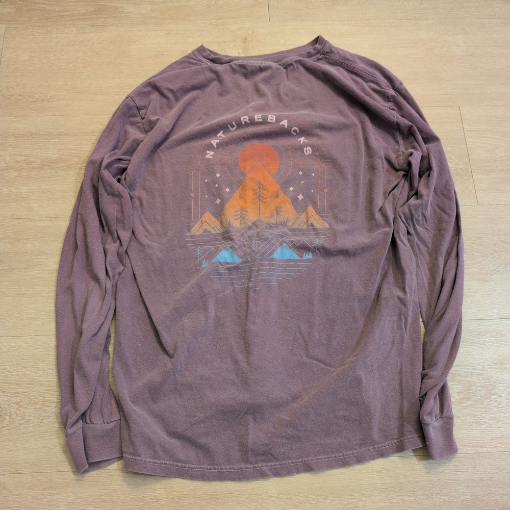 Nature Backs Comfort Colors Men's Large Long Sleeve Graphic Shirt Purple Skater